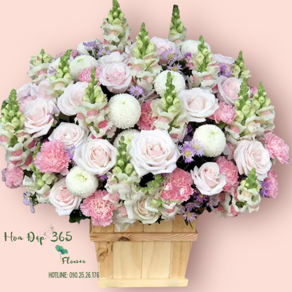 Hoa Cắm Hộp Tone Hồng