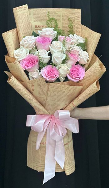 Hoa Bó Dài: Bó Hoa Hồng Trắng Yêu Thương - HBD354
