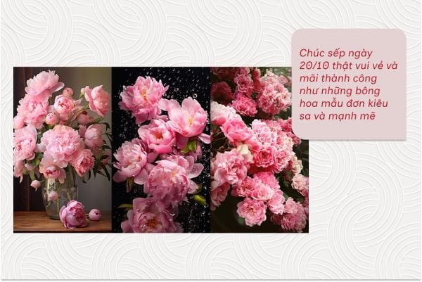 Chúc sếp ngày 20/10 thật vui vẻ và mãi thành công như những bông hoa mẫu đơn kiêu sa và mạnh mẽ