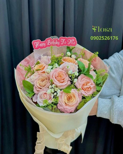 Hoa Bó Tròn: Bó Hoa Hồng Sương Dịu Dàng -HBT95