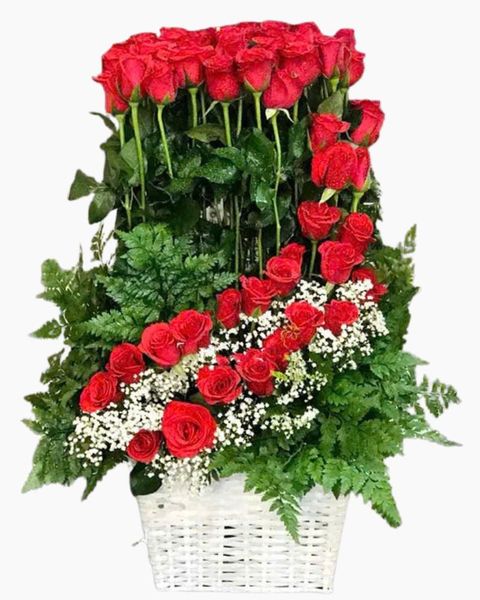 Hoa Màu Đỏ: Giỏ Hoa Khai Trương Để Bàn Suối Hoa - HG59