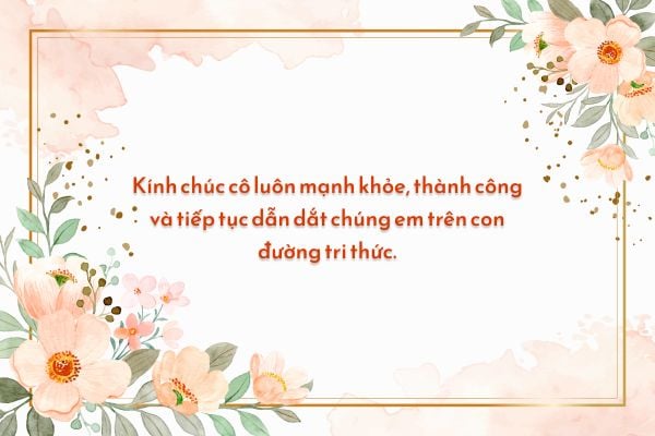 Một câu chúc ngắn gọn kèm theo đoá hoa tươi thắm cũng đã là một lời động viên tích cực với cô giáo