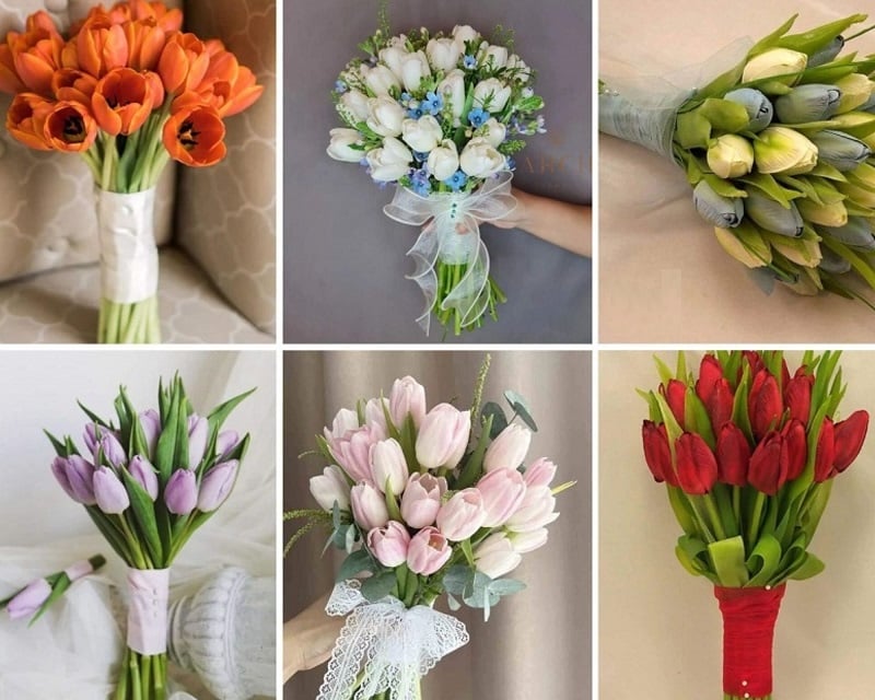 Khám phá ý nghĩa của hoa cưới tulip theo từng màu sắc nổi bật trắng, hồng, vàng