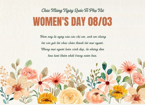 Mẫu thiệp chúc mừng ngày 8/3 cho đồng nghiệp nữ