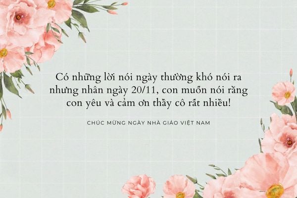 Mẫu thiệp chúc mừng 20/11 chuyên nghiệp (Nguồn: Internet)