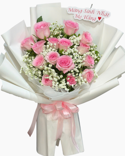 Hoa Bó Dài: Bó Hoa Sắc Hồng Dịu Dàng - Hoa 20/10 - HBD306