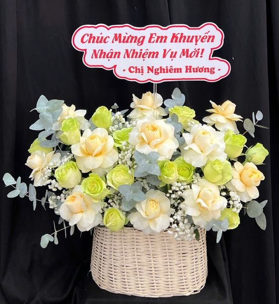 Giỏ Hoa Khai Trương: Giỏ Hoa Sắc Xanh Dịu Dàng - HG106
