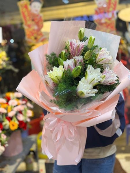 Hoa Bó Dài: Bó Hoa Ly Ánh Hồng Kép - HBD279