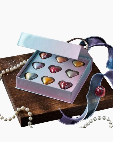 Hộp Chocolate: Hộp Chocolate Omber Xanh Hồng Quai Xách - HCCL09 - Quà Tặng 14/2