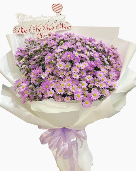 Hoa Bó Dài: Bó Hoa Tím Hồng - HBD334