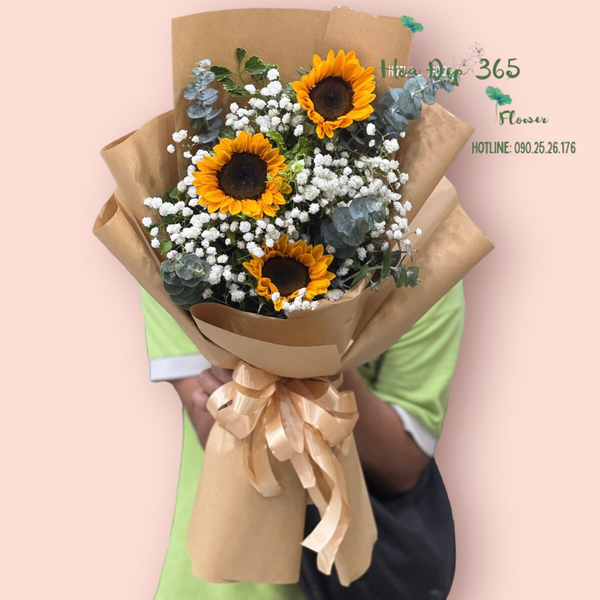Bó hoa 8/3 - hướng dương mix hoa baby