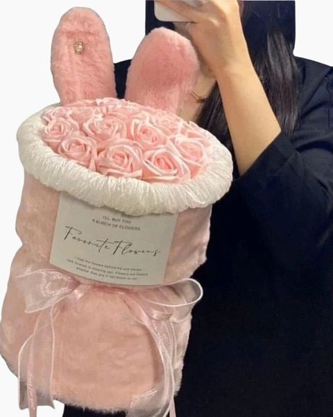 Soap Flowers: Bó Soap Flowers Tai Thỏ Hot Trend Nhiều Màu - HST51
