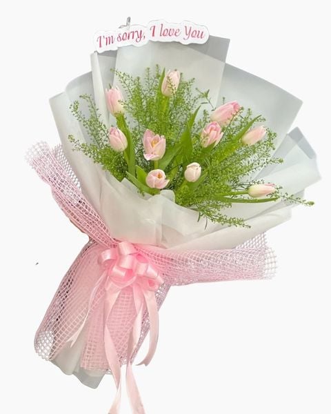 Hoa Bó Dài: Bó hoa Tulip Mây Nhẹ  - Hoa 20/10 - HBD297