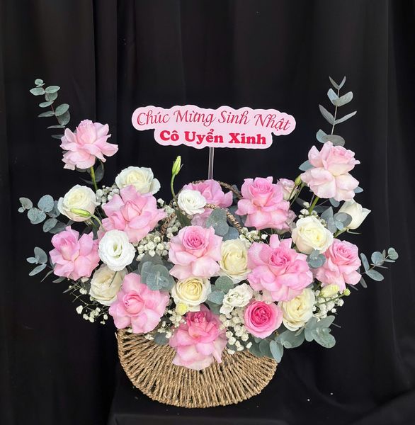  Hoa Giỏ Tình Yêu Màu Pastel - Hoa 20/10 - HG67 