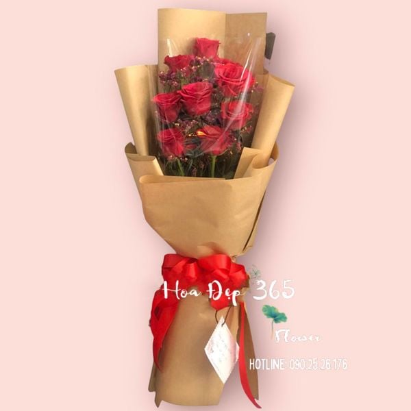 Bó Hoa 9 Bông Hồng Đỏ