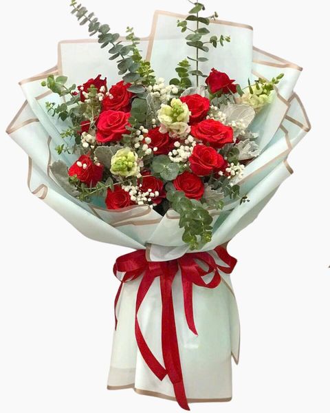 Hoa Bó Dài: Bó Hoa Hồng Đỏ 15 Hoa - HBD236