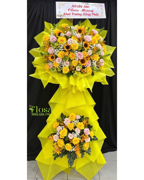 Hoa Khai Trương: Kệ Hoa Khai Trương Xuân Vàng Khởi Sắc - HCM74