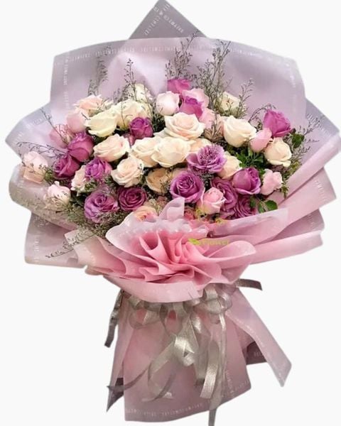 Hoa Bó Dài: Bó Hoa Tươi Hồng Tím​​​​​​​ - HBD260