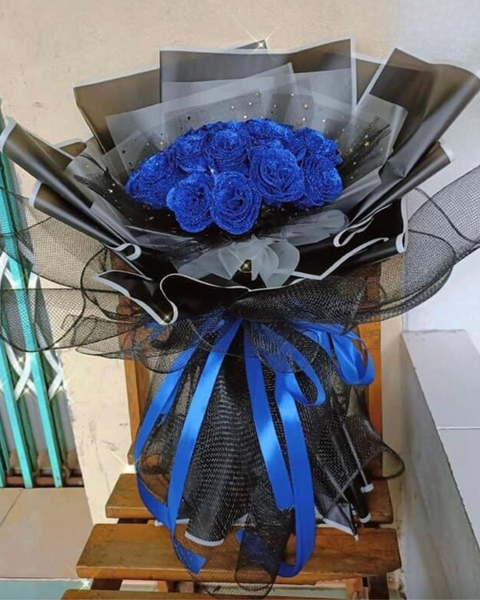  Blue Rose Glitter - HST35 - Bó Hoa Hồng Xanh Sáp Thơm Tặng Mẹ 