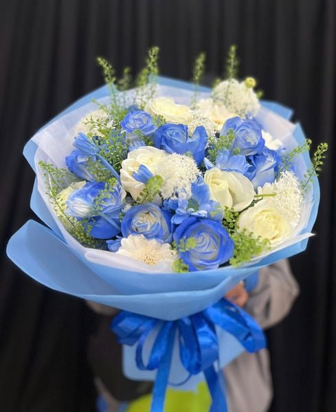 Hoa Bó Tròn: Bó Hoa Thanh Lam Dịu Êm - HBT126