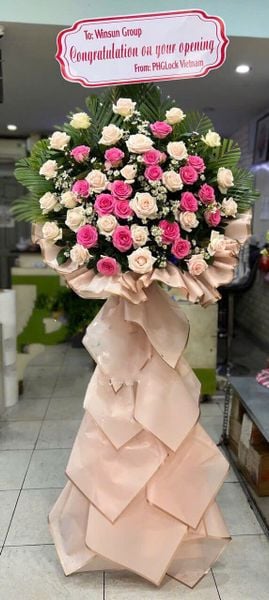 Hoa Chúc Mừng: Kệ Hoa Tone Hồng - HCM51