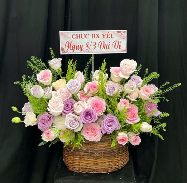 Giỏ Hoa Khai Trương: Giỏ Hoa Hồng Thắm - HG93