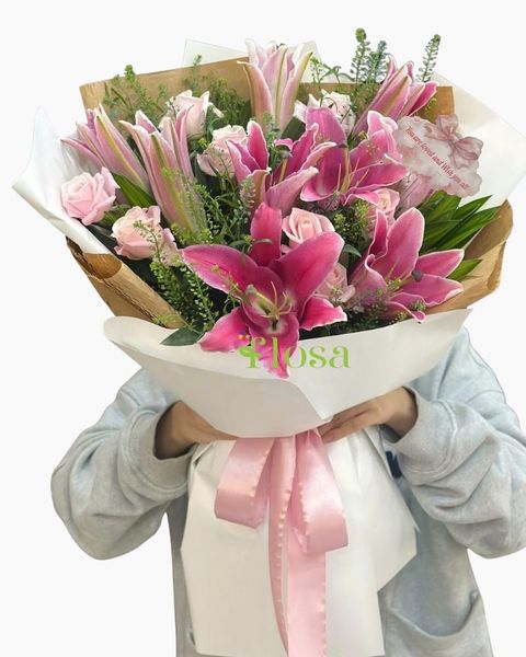  Bó Hoa Sắc Hồng Hạnh Phúc-HBD315 
