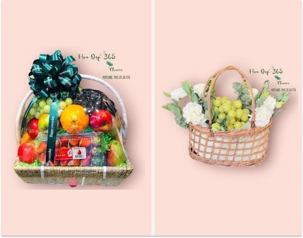 Giỏ hoa quả thập cẩm và giỏ một loại tùy theo nhu cầu người mua