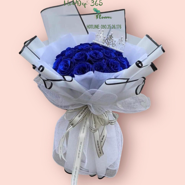 Bó Hoa Hồng Sáp Xanh Kim Tuyến