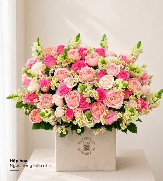 Hộp Hoa Tươi: Hoa Hộp Ngọc Hồng Kiều Nhã - HH209