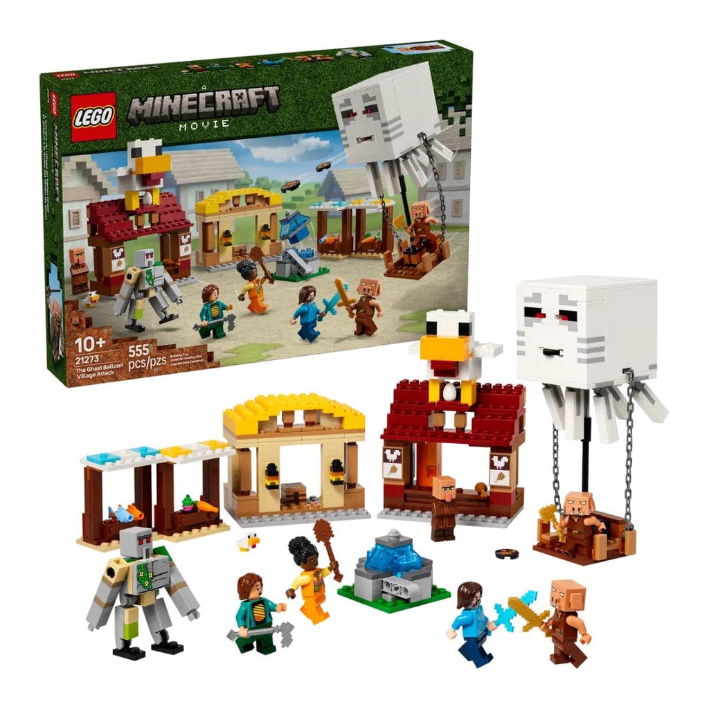 樂高與益智玩具:  Ghast 的氣球攻擊村莊拼裝玩具 LEGO MINECRAFT 21273 (555 件) 