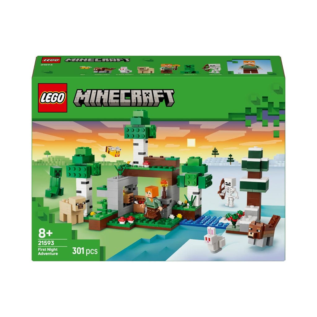 樂高與益智玩具:  第一次夜間冒險拼裝玩具 LEGO MINECRAFT 21593 (301個零件) 