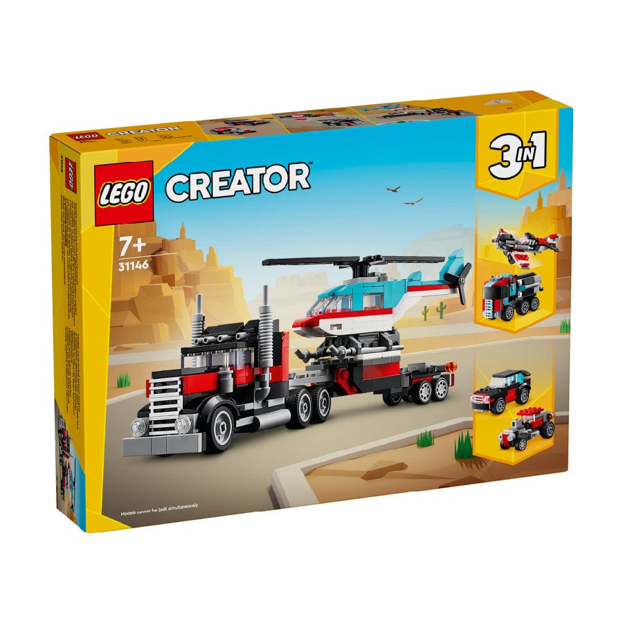 樂高與益智玩具:  運輸直升機的卡車拼裝玩具 LEGO CREATOR 31146 (270 件) 