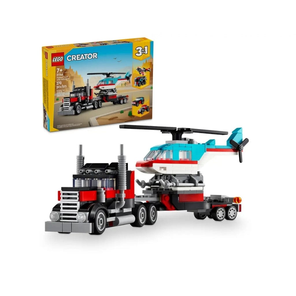 樂高與益智玩具:  運輸直升機的卡車拼裝玩具 LEGO CREATOR 31146 (270 件) 