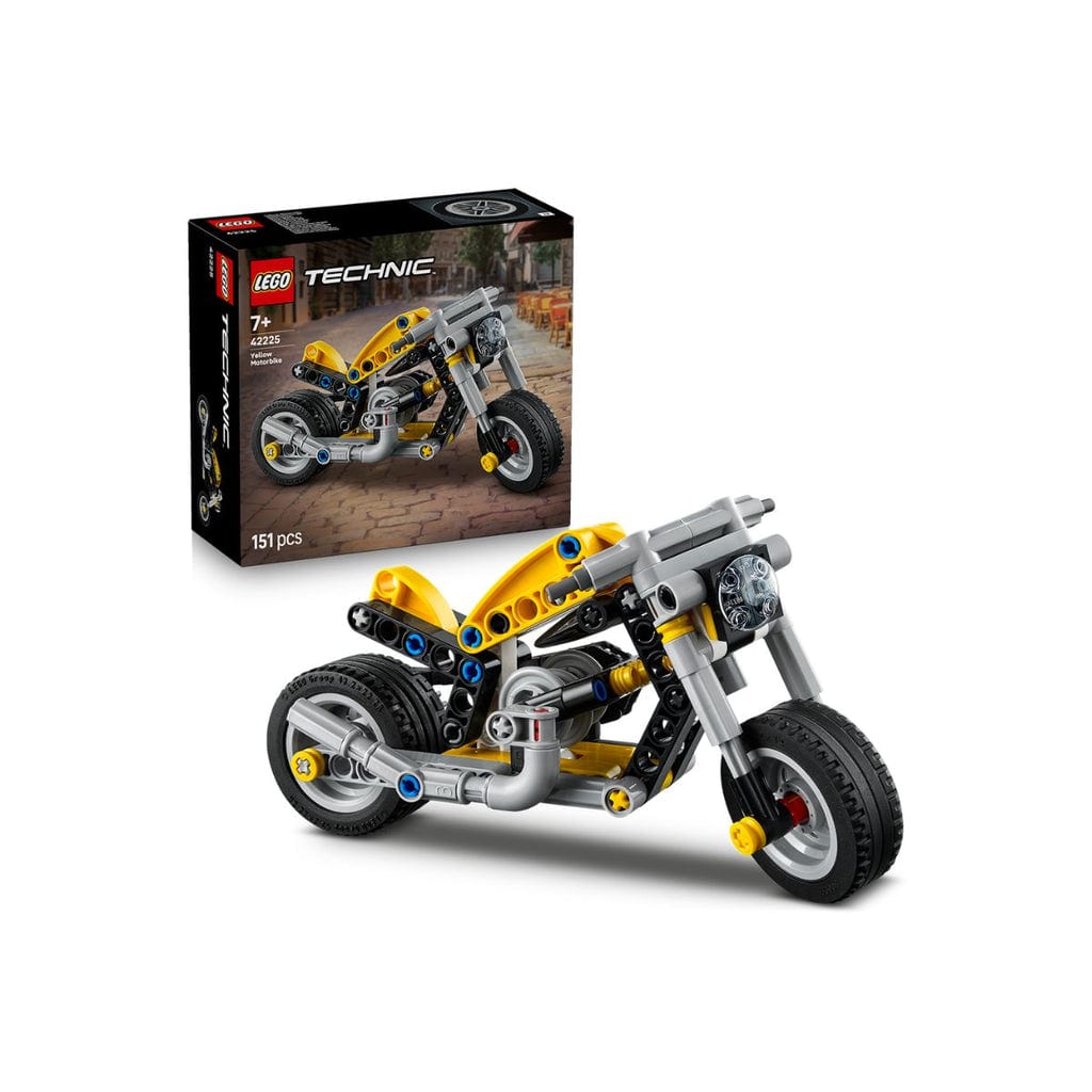 樂高與益智玩具:  黃色摩托車拼裝玩具 LEGO TECHNIC 42225 (151個零件) 