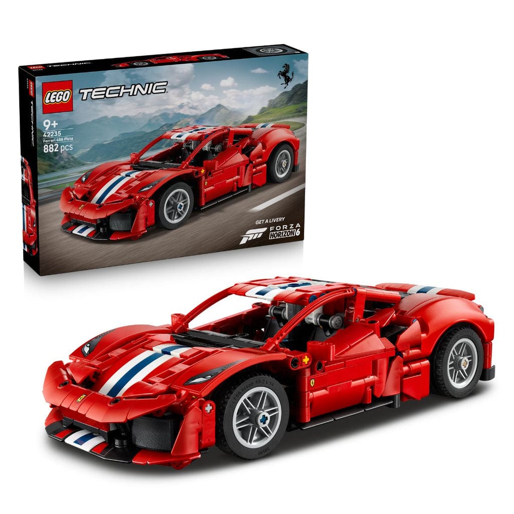 樂高與益智玩具:  法拉利488 PISTA超跑拼裝玩具 LEGO TECHNIC 42235 (882個零件) 