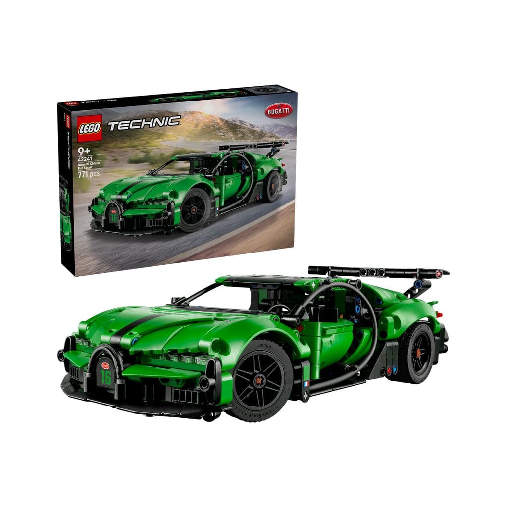 樂高與益智玩具:  樂高技術藍色布加迪Chiron Pur Sport拼裝玩具42241（771個零件） 