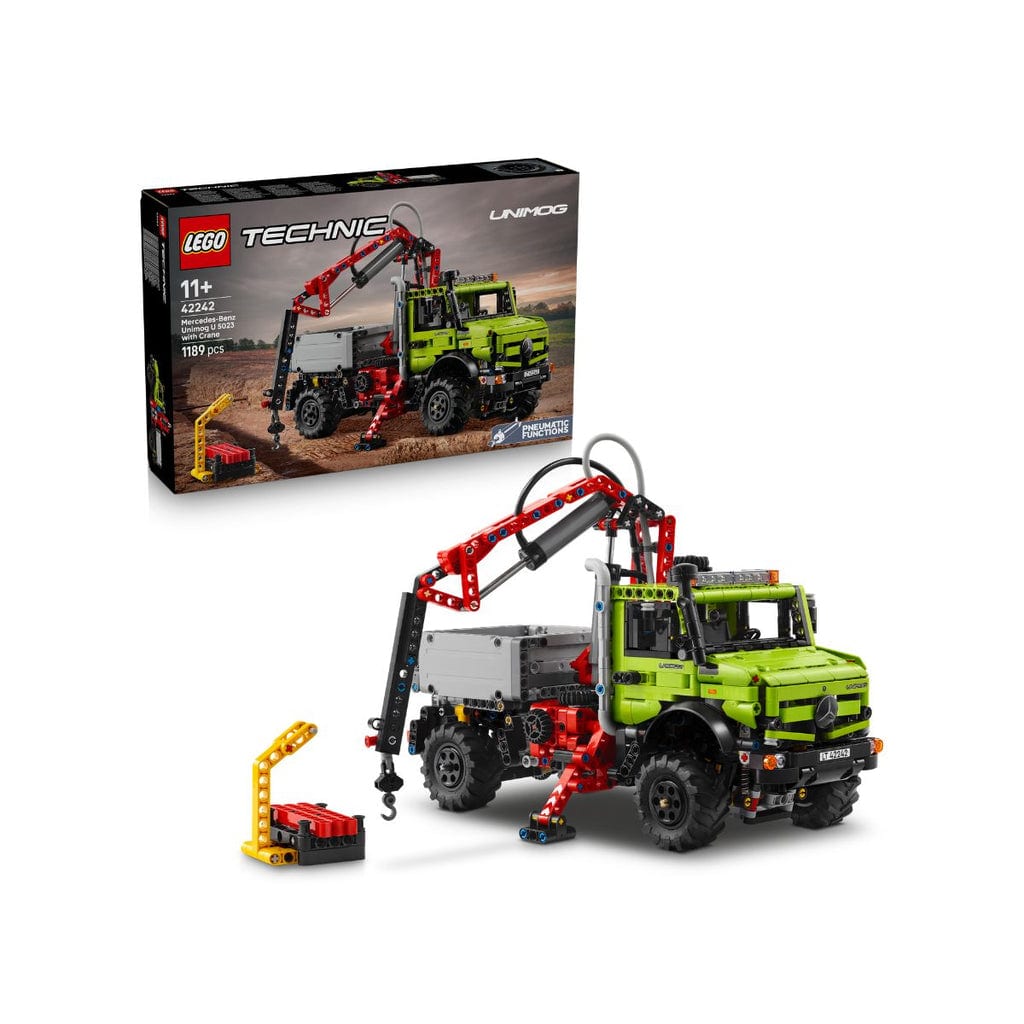 樂高與益智玩具:  樂高技術梅賽德斯-賓士Unimog U 5023拼裝玩具（帶吊車）42242（1189個零件） 