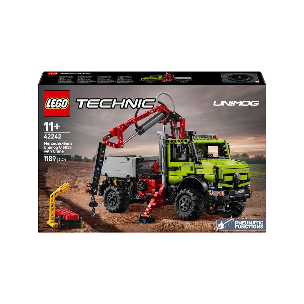樂高與益智玩具:  樂高技術梅賽德斯-賓士Unimog U 5023拼裝玩具（帶吊車）42242（1189個零件） 