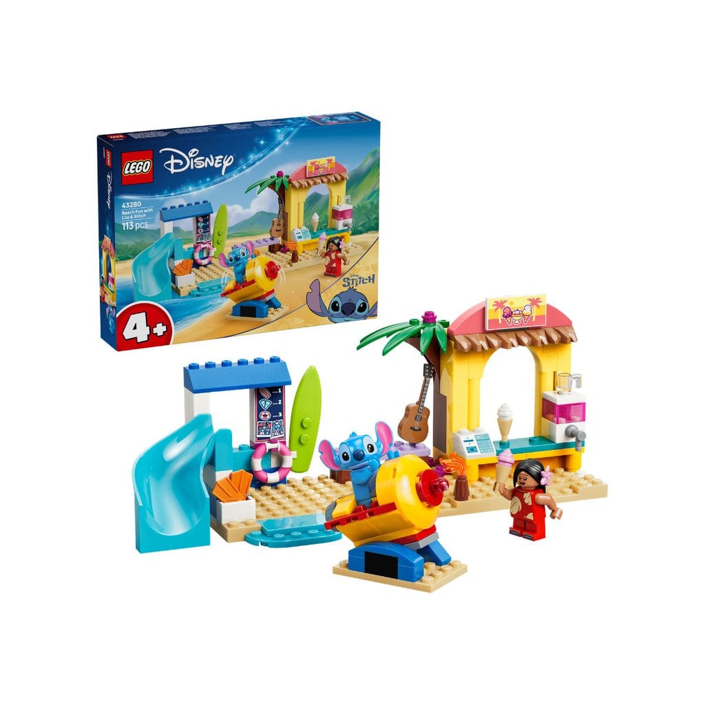 樂高與益智玩具:  與Lilo & Stitch一起在海灘玩耍拼裝玩具 LEGO DISNEY PRINCESS 43280 (113個零件) 