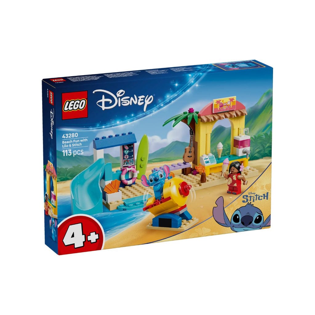 樂高與益智玩具:  與Lilo & Stitch一起在海灘玩耍拼裝玩具 LEGO DISNEY PRINCESS 43280 (113個零件) 