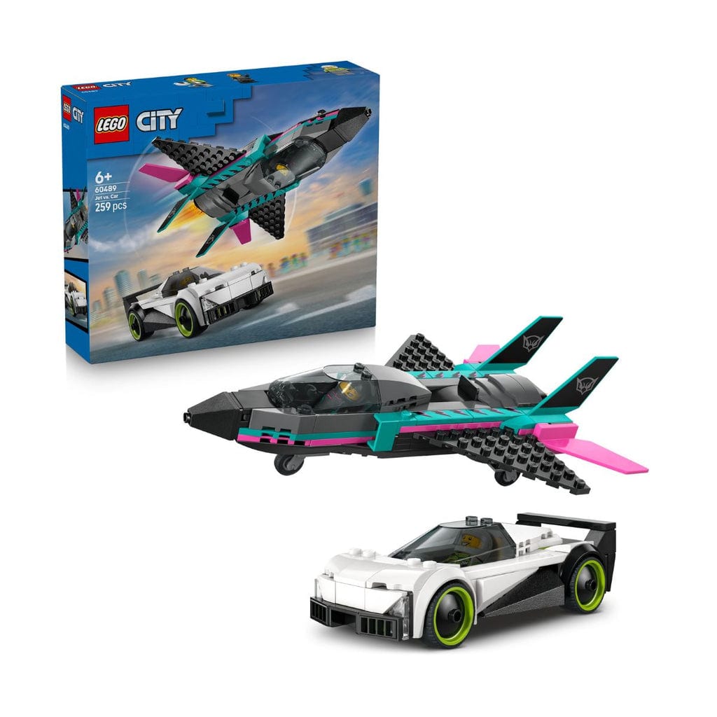 樂高與益智玩具:  噴氣式飛機與汽車拼裝玩具 LEGO CITY 60489 (259個零件) 