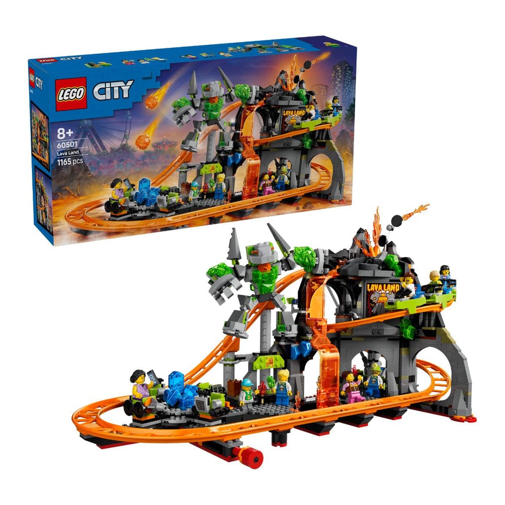 樂高與益智玩具:  火山過山車遊樂場拼裝玩具 LEGO CITY 60501 (1165個零件) 