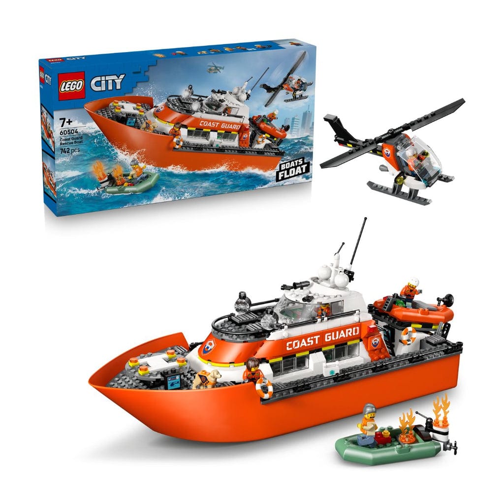 樂高與益智玩具:  救援船與海岸警衛直升機拼裝玩具 LEGO CITY 60504 (742個零件) 