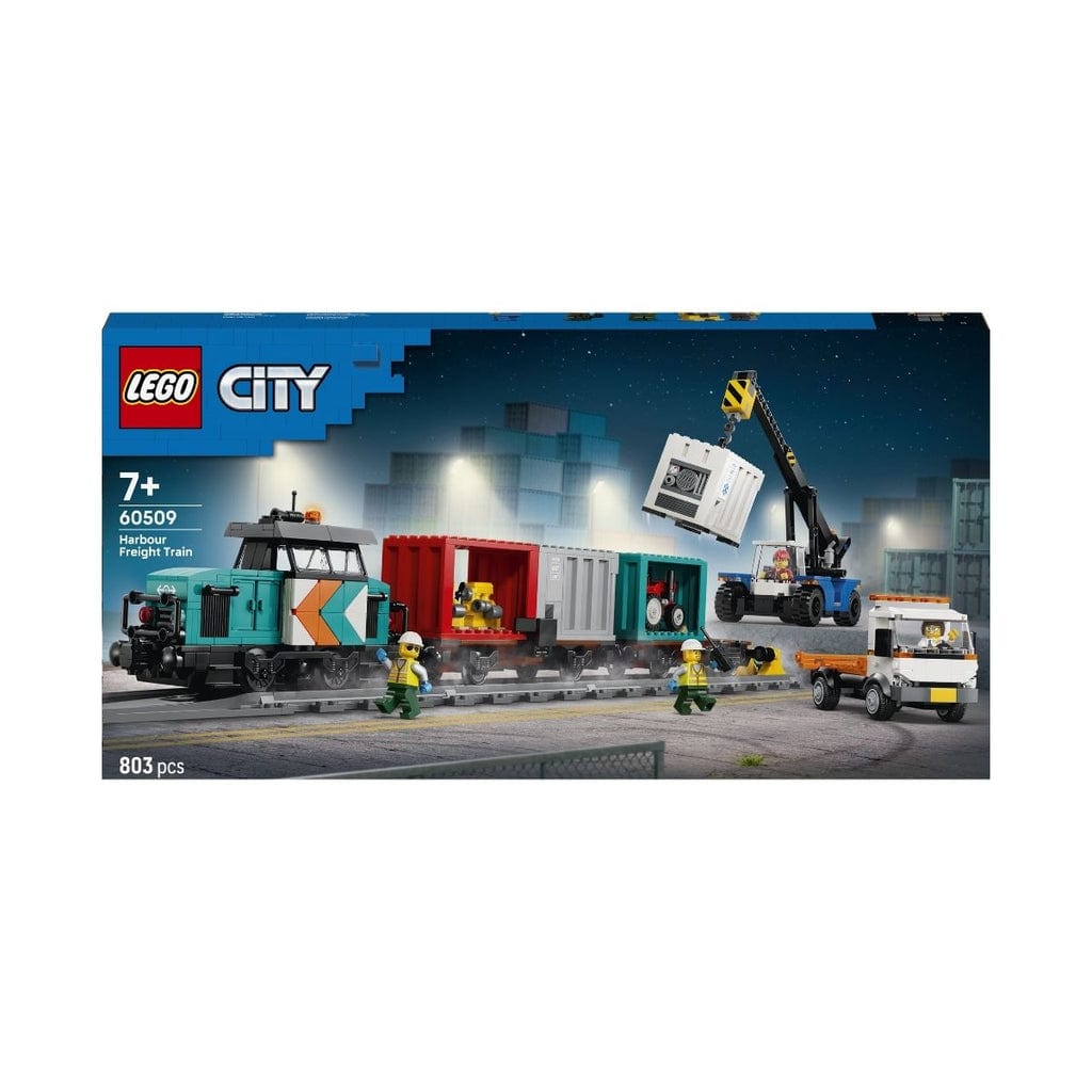 樂高與益智玩具:  樂高城市港口貨船拼裝玩具（帶吊車和卡車）60509（803個零件） 