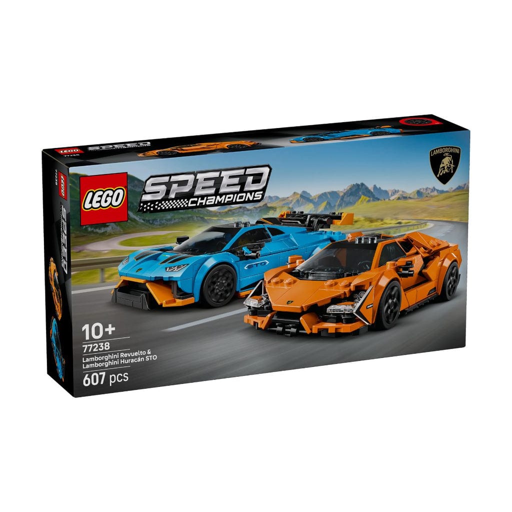 樂高與益智玩具:  蘭博基尼Revuelto與Huracán超級跑車組合 LEGO SPEED CHAMPIONS 77238 (607個零件) 