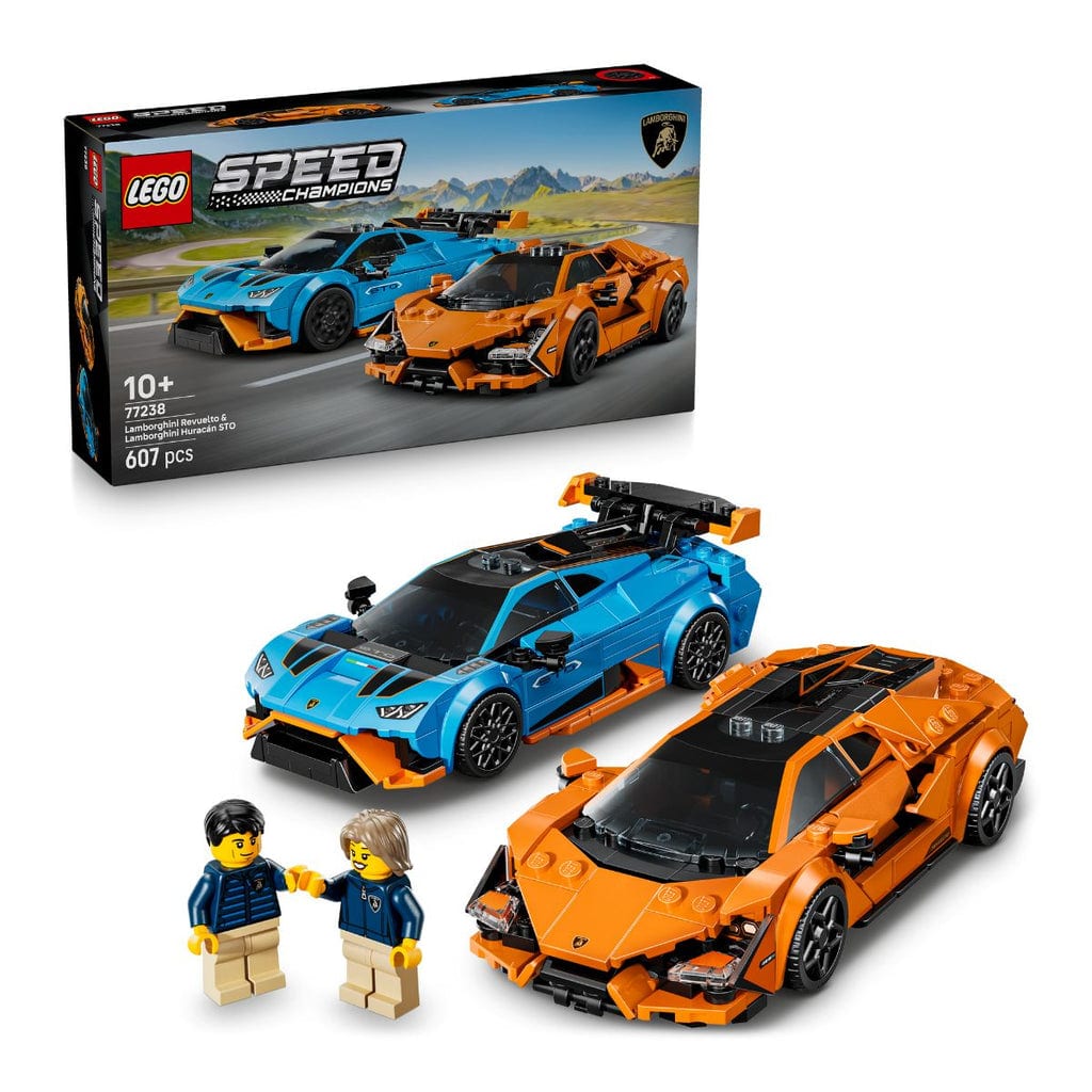 樂高與益智玩具:  蘭博基尼Revuelto與Huracán超級跑車組合 LEGO SPEED CHAMPIONS 77238 (607個零件) 