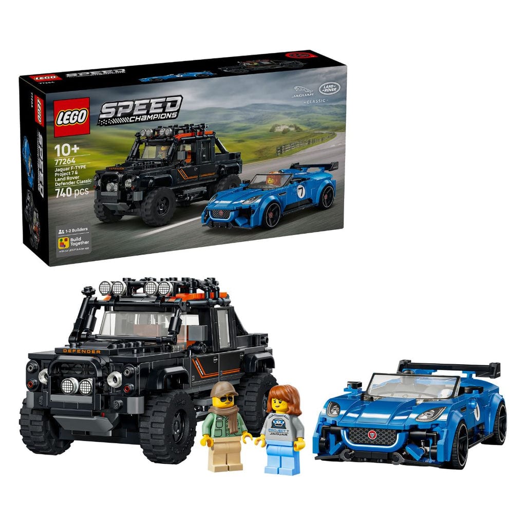 樂高與益智玩具:  捷豹Project 7與路虎衛士拼裝玩具 LEGO SPEED CHAMPIONS 77264 (740個零件) 