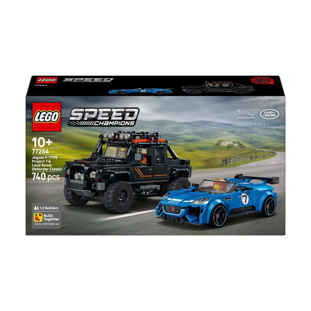 樂高與益智玩具:  捷豹Project 7與路虎衛士拼裝玩具 LEGO SPEED CHAMPIONS 77264 (740個零件) 