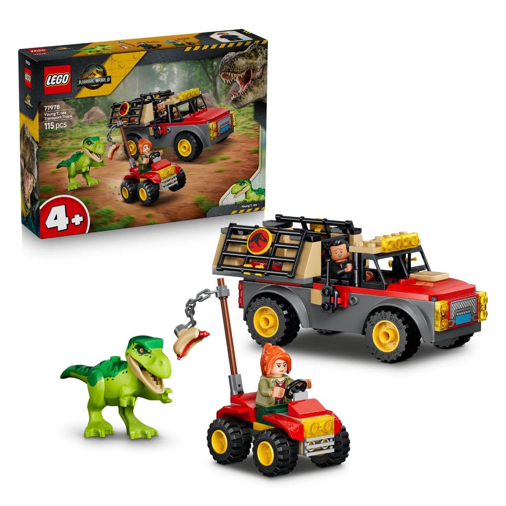 樂高與益智玩具:  運輸暴龍T. Rex的卡車拼裝玩具 LEGO JURASSIC 77978 (115個零件) 